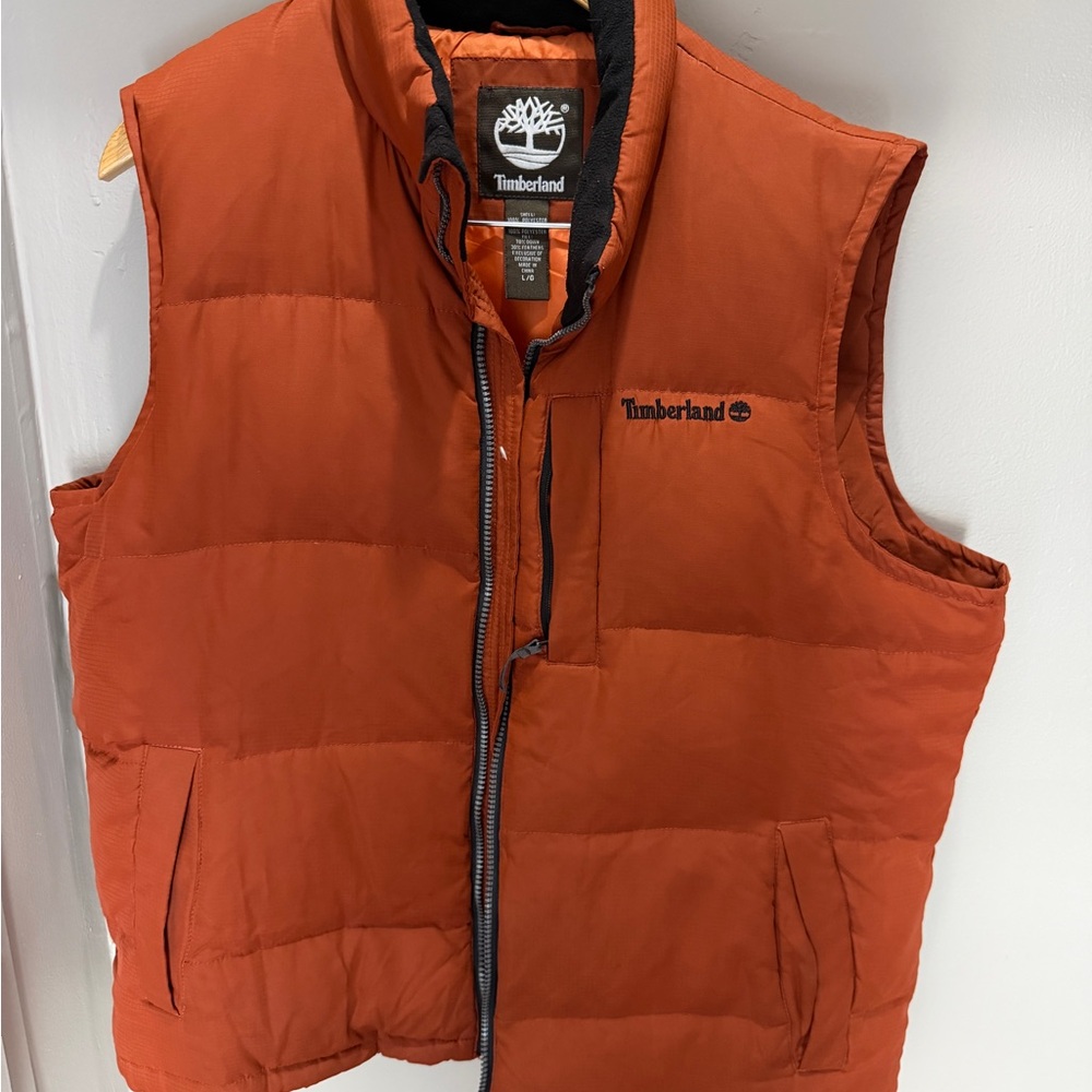 Timberland Men's Rust Orange Quilted Puffer Vest